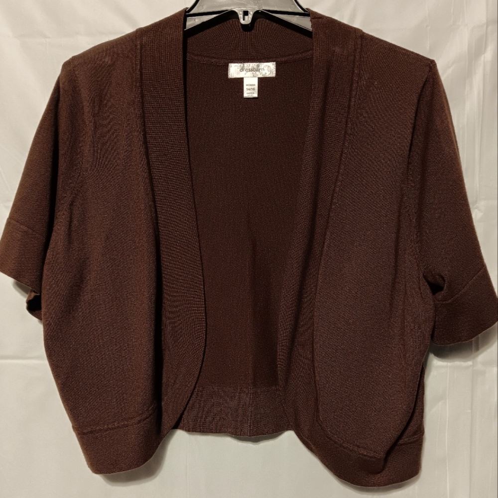 Dress Barn Woman EUC Rich Chocolate Brown Shrug Sweater Sz 14/16